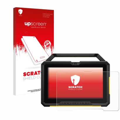 Vorderseite einer Produktverpackung mit dem Markenlogo upscreen. Daneben ist das Gerät Dell Latitude 7220 mit dem zugehörigen 