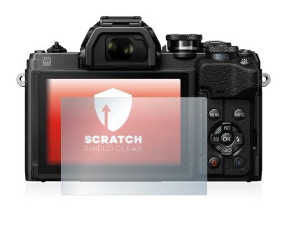 Abbildung des Geräts Olympus OM-D E-M10 Mark IV mit einer Vielzahl des Displayschutzes.