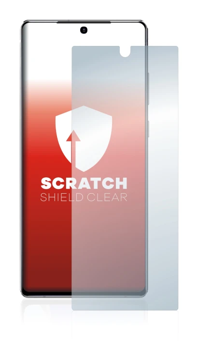 Abbildung des Geräts Samsung Galaxy Note 20 5G mit einer Vielzahl des Displayschutzes.