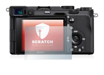 Abbildung des Geräts Sony A7C mit einer Vielzahl des Displayschutzes.