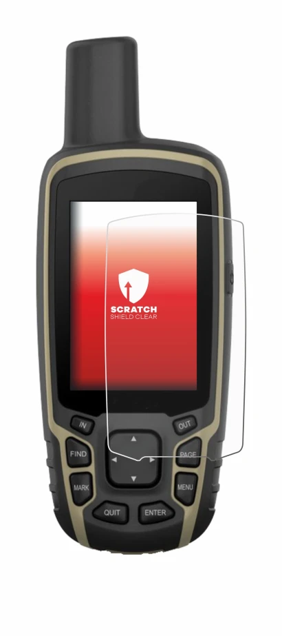 Abbildung des Geräts Garmin GPSMAP 65s mit einer Vielzahl des Displayschutzes.