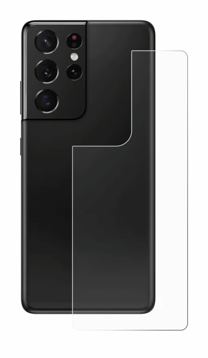 Abbildung des Geräts Samsung Galaxy S21 Ultra 5G (Rückseite) mit einer Vielzahl des Displayschutzes.