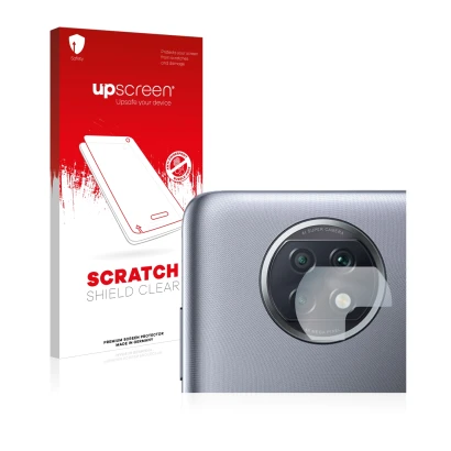 Vorderseite einer Produktverpackung mit dem Markenlogo upscreen. Daneben ist das Gerät Xiaomi Redmi Note 9T 5G (NUR Kameraschu