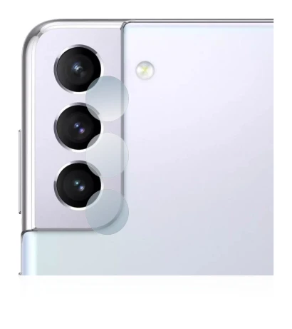 Abbildung des Geräts Samsung Galaxy S21 (NUR Kameraschutz) mit einer Vielzahl des Displayschutzes.