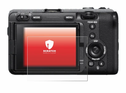Abbildung des Geräts Sony FX3 mit einer Vielzahl des Displayschutzes.