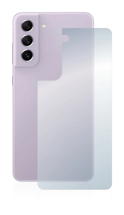 Abbildung des Geräts Samsung Galaxy S21 FE 5G (Rückseite) mit einer Vielzahl des Displayschutzes.