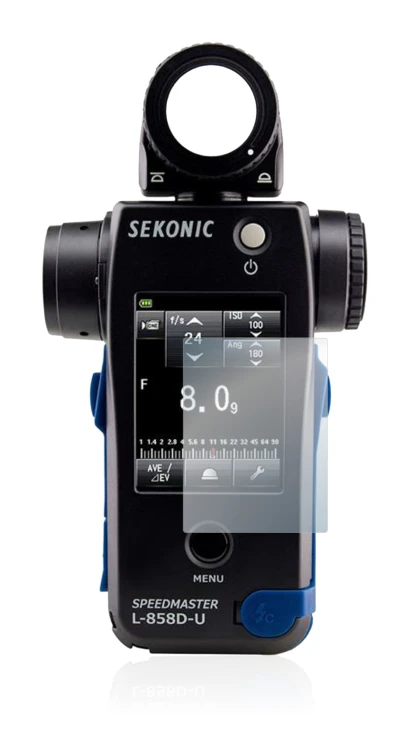 Abbildung des Geräts Sekonic L858D mit einer Vielzahl des Displayschutzes.
