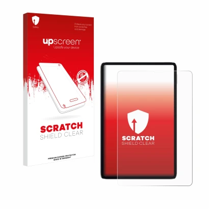Vorderseite einer Produktverpackung mit dem Markenlogo upscreen. Daneben ist das Gerät Xiaomi Mi Pad 5 mit dem zugehörigen Dis