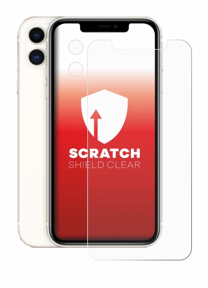 Abbildung des Geräts Apple iPhone 11 (Display+Kamera) mit einer Vielzahl des Displayschutzes.
