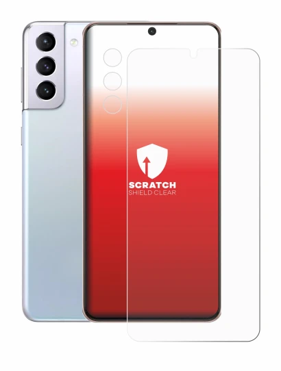 Abbildung des Geräts Samsung Galaxy S21 Plus 5G (Display+Kamera) mit einer Vielzahl des Displayschutzes.
