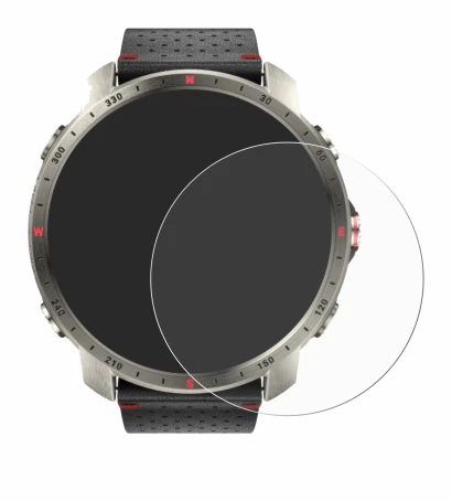 Abbildung des Geräts Polar Grit X Pro Titan mit einer Vielzahl des Displayschutzes.