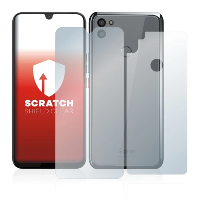 Abbildung des Geräts Gigaset GS5 (Display+Rückseite) mit einer Vielzahl des Displayschutzes.