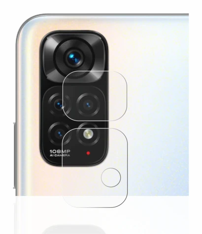 Abbildung des Geräts Xiaomi Redmi Note 11S (NUR Kameraschutz) mit einer Vielzahl des Displayschutzes.