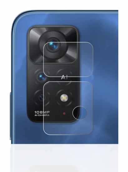 Abbildung des Geräts Xiaomi Redmi Note 11 Pro 5G (NUR Kameraschutz) mit einer Vielzahl des Displayschutzes.