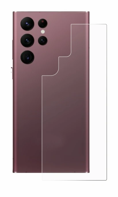 Abbildung des Geräts Samsung Galaxy S22 Ultra 5G (Rückseite) mit einer Vielzahl des Displayschutzes.
