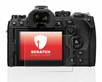 Abbildung des Geräts Olympus OM-1 2022 mit einer Vielzahl des Displayschutzes.