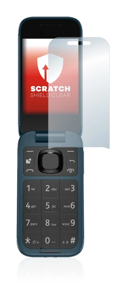 Abbildung des Geräts Nokia 2660 Flip mit einer Vielzahl des Displayschutzes.