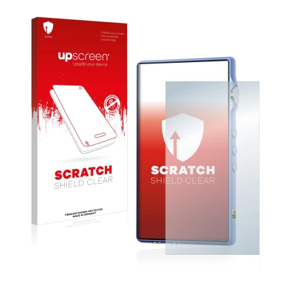 Vorderseite einer Produktverpackung mit dem Markenlogo upscreen. Daneben ist das Gerät iBasso DX170 mit dem zugehörigen Displa