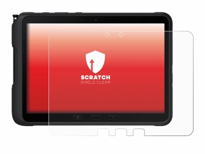 Abbildung des Geräts Samsung Galaxy Tab Active 4 Pro mit einer Vielzahl des Displayschutzes.