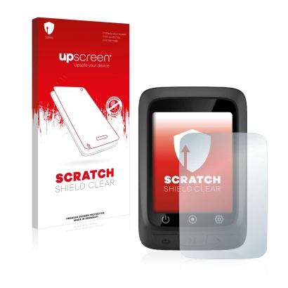 Vorderseite einer Produktverpackung mit dem Markenlogo upscreen. Daneben ist das Gerät CooSpo BC107 mit dem zugehörigen Displa