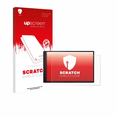 Vorderseite einer Produktverpackung mit dem Markenlogo upscreen. Daneben ist das Gerät Garmin DriveSmart 86 mit dem zugehörige