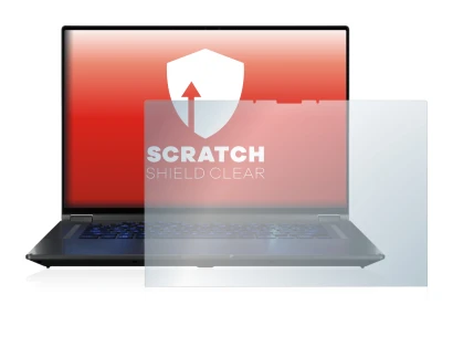 Abbildung des Geräts ASUS ROG Flow X16 mit einer Vielzahl des Displayschutzes.