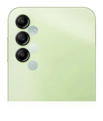 Abbildung des Geräts Samsung Galaxy A14 5G (NUR Kameraschutz) mit einer Vielzahl des Displayschutzes.