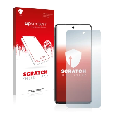 Vorderseite einer Produktverpackung mit dem Markenlogo upscreen. Daneben ist das Gerät Motorola ThinkPhone mit dem zugehörigen