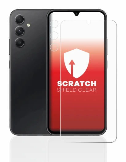 Abbildung des Geräts Samsung Galaxy A34 5G (Display+Kamera) mit einer Vielzahl des Displayschutzes.