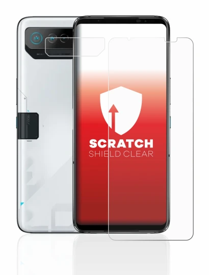 Abbildung des Geräts ASUS ROG Phone 7 (Display+Kamera) mit einer Vielzahl des Displayschutzes.