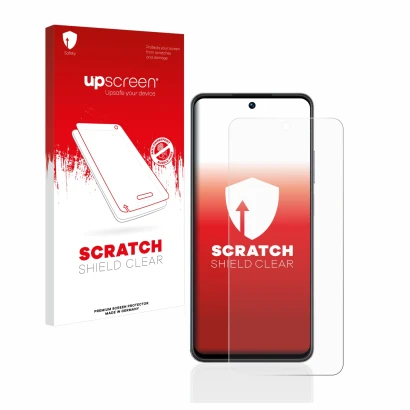 Vorderseite einer Produktverpackung mit dem Markenlogo upscreen. Daneben ist das Gerät realme C55 mit dem zugehörigen Displays