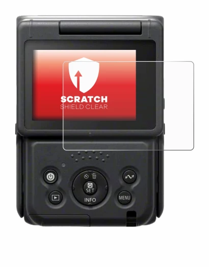 Abbildung des Geräts Canon PowerShot V10 Vlog Camera mit einer Vielzahl des Displayschutzes.