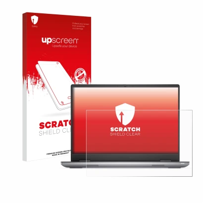 Vorderseite einer Produktverpackung mit dem Markenlogo upscreen. Daneben ist das Gerät Dell Precision 7680 Non-Touch mit dem z