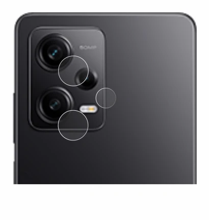 Abbildung des Geräts Xiaomi Redmi Note 12 Pro 5G (NUR Kameraschutz) mit einer Vielzahl des Displayschutzes.