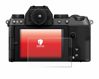 Abbildung des Geräts Fujifilm X-S20 mit einer Vielzahl des Displayschutzes.