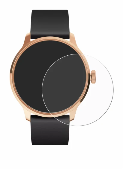 Abbildung des Geräts Withings ScanWatch Light mit einer Vielzahl des Displayschutzes.
