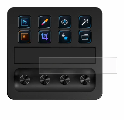 Abbildung des Geräts Elgato Stream Deck + mit einer Vielzahl des Displayschutzes.