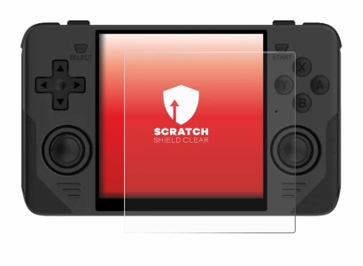 Abbildung des Geräts Powkiddy RGB30 mit einer Vielzahl des Displayschutzes.