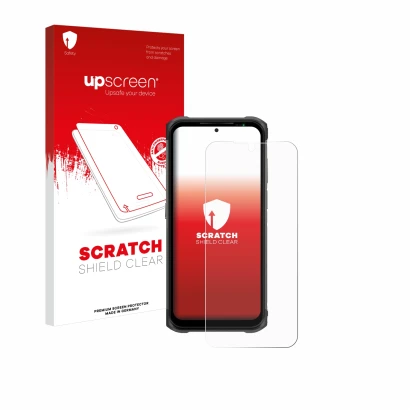 Vorderseite einer Produktverpackung mit dem Markenlogo upscreen. Daneben ist das Gerät Ulefone Armor 12S mit dem zugehörigen D