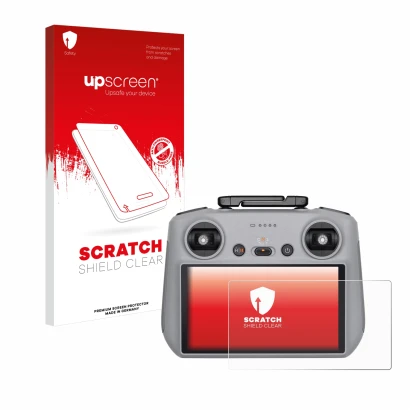 Vorderseite einer Produktverpackung mit dem Markenlogo upscreen. Daneben ist das Gerät DJI RC 2 mit dem zugehörigen Displaysch