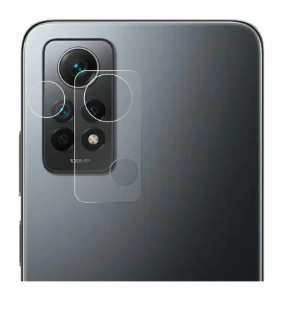 Abbildung des Geräts Xiaomi Redmi Note 12 Pro 4G (NUR Kameraschutz) mit einer Vielzahl des Displayschutzes.