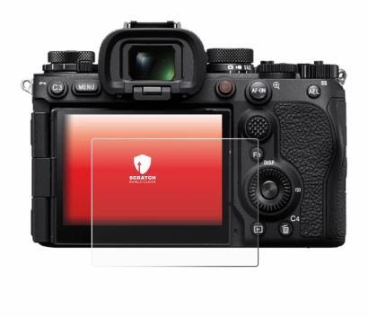Abbildung des Geräts Sony Alpha 9 III mit einer Vielzahl des Displayschutzes.
