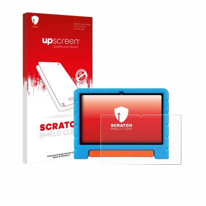 Vorderseite einer Produktverpackung mit dem Markenlogo upscreen. Daneben ist das Gerät ZIOVO Z138 10" mit dem zugehörigen Disp