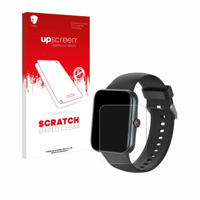 Vorderseite einer Produktverpackung mit dem Markenlogo upscreen. Daneben ist das Gerät Pthtechus S80K mit dem zugehörigen Disp
