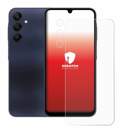 Abbildung des Geräts Samsung Galaxy A25 5G (Display+Kamera) mit einer Vielzahl des Displayschutzes.