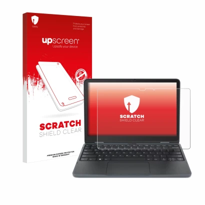 Vorderseite einer Produktverpackung mit dem Markenlogo upscreen. Daneben ist das Gerät Lenovo 300w Yoga 11" (4. Gen.) mit dem 