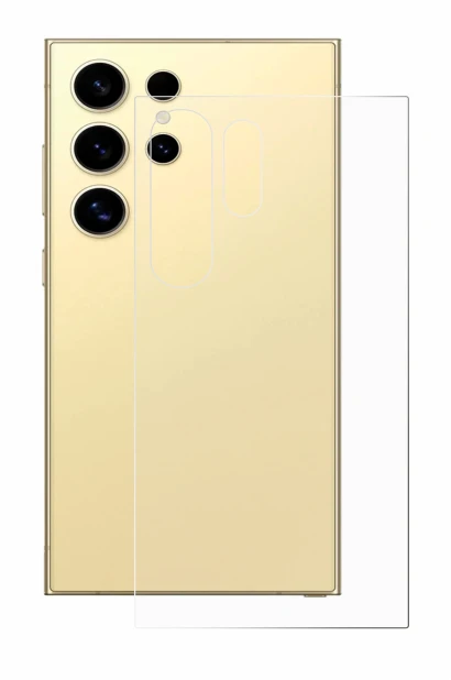 Abbildung des Geräts Samsung Galaxy S24 Ultra (Rückseite) mit einer Vielzahl des Displayschutzes.