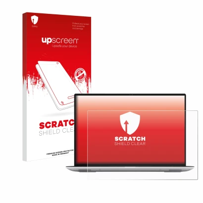 Vorderseite einer Produktverpackung mit dem Markenlogo upscreen. Daneben ist das Gerät Dell Precision 5480 Non-Touch mit dem z