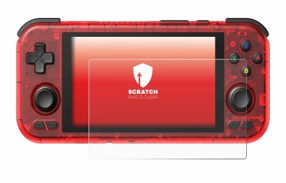 Abbildung des Geräts Retroid Pocket 4 Pro mit einer Vielzahl des Displayschutzes.