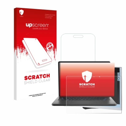 Vorderseite einer Produktverpackung mit dem Markenlogo upscreen. Daneben ist das Gerät ASUS ROG Zephyrus G14 2024 GA403 mit de